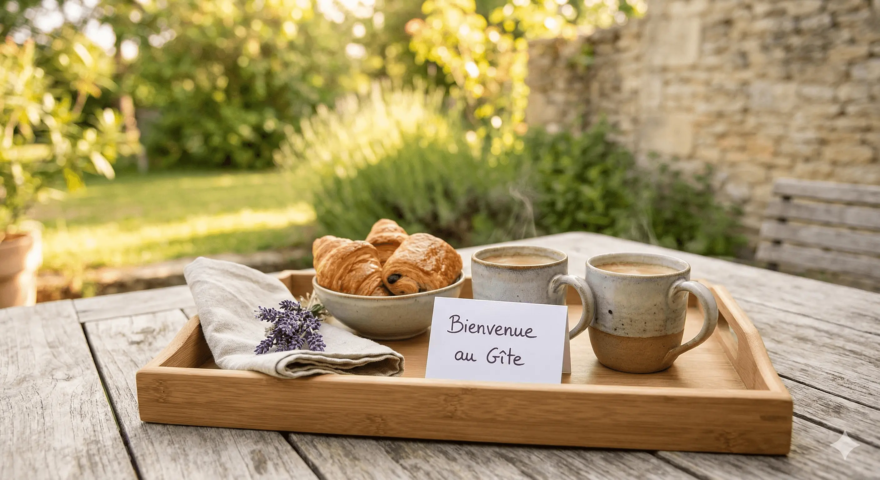 Plateau de bienvenue avec viennoiseries