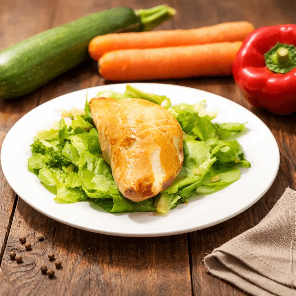 Feuilleté maison accompagné d'une salade composée